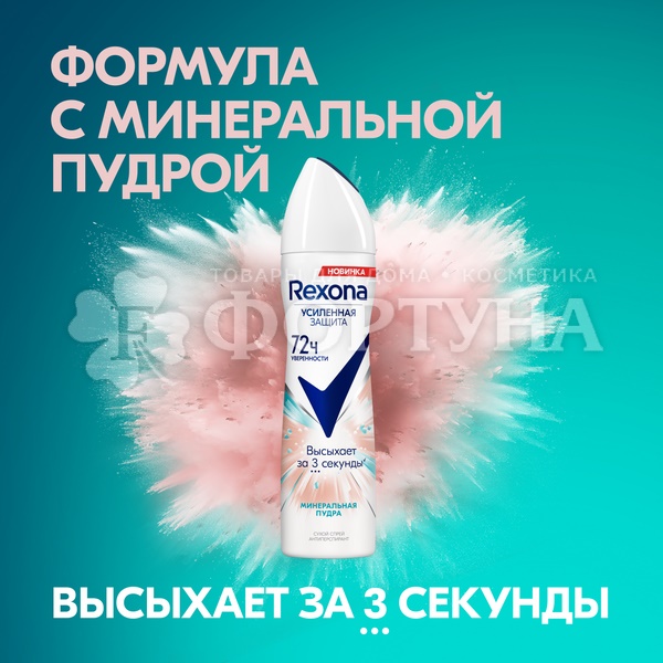 Дезодорант аэрозольный Rexona 150 мл Минеральная пудра