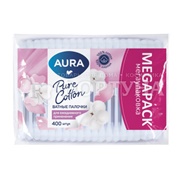 Ватные палочки AURA 400 шт в пакете