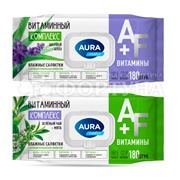 Салфетки влажные AURA Family 180 шт Антибак клапан