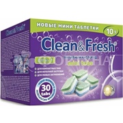 Таблетки для посудомоечных машин Clean&Fresh 30 шт All in 1
