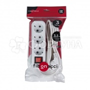 Удлинитель Fibonacci 3 м 3 гнезда 16А с выключателем и заземлением