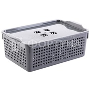 Корзина 3,8 л для хранения Лофт 295*185*105 мм серый с крышкой