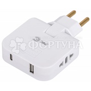 Разветвитель Эра поворотный 2гнезда+2USB A+C 10A белый