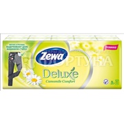 Платки носовые Zewa 10 шт 3х-слойные Deluxe Ромашка