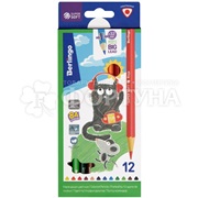 Карандаши цветные Жил-был кот 12 цветов SuperSoft трехгранные