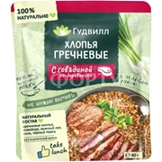 Каши быстрого приготовления Гудвилл 40 г хлопья гречневые с говядиной по-деревенски