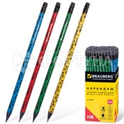 Карандаш чернографитный Brauberg Fuete HB с ластиком,заточенный