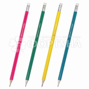Карандаш чернографитный Brauberg Fluor НВ с ластиком,заточенный