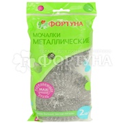Губка для посуды Фортуна 2 шт Металлическая плетеная