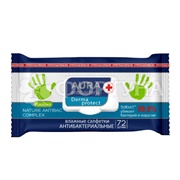 Салфетки влажные AURA 72 шт Антибактериальные ромашка с крышкой