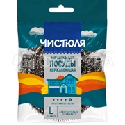 Губка для посуды Чистюля 1 шт Нержавеющая сталь спираль размер L