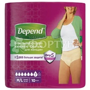 Белье Depend 10 шт впитывающее женское  M/L