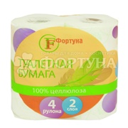 Туалетная бумага Фортуна 4 шт с зеленым рисунком 2х-слойная