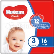 Подгузники Huggies Classic 16 шт 3 (4-9кг)